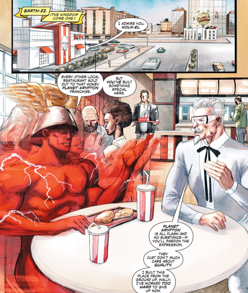 Illustration for article titled DC’s New KFC Comic Turns Colonel Sanders Into Fried Chicken Jesus